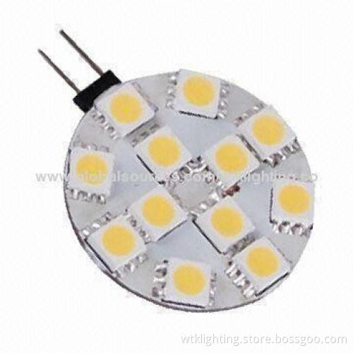 LED Chip for G4 Base, with 12 SMD 5050 LEDs and Daylight White Fluorescent Color/Pins on Back Side
